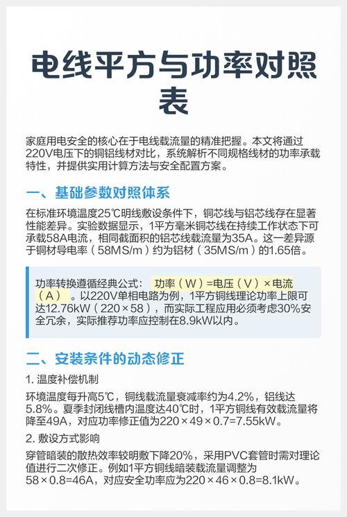 电线平方和功率对照表三相电